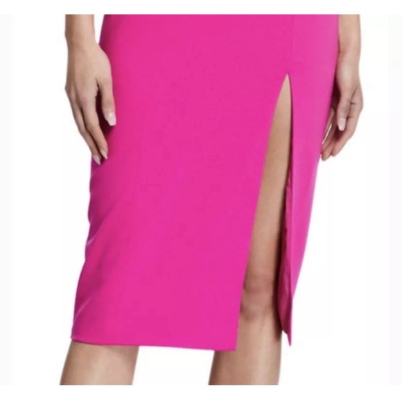 NWT Jay Godfrey Womens Deep V Midi Cocktail Party Dress Sz‎ 10 Fuschia - Picture 5 of 13
